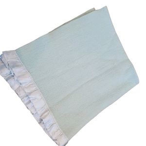 North Star Baby Blanket Pastel Green‎ Pure Wool Satin Trim Soft Vintage USA